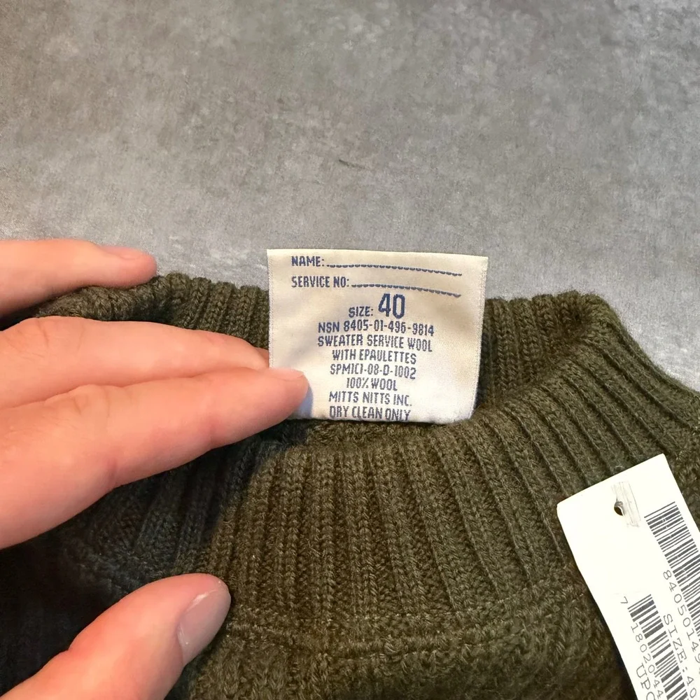 DSCP Valor Collection Military Wool Sweater Mens 40 New W Flaws Green Commando